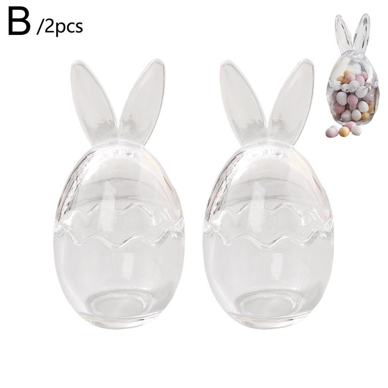 Simple rabbit-shaped glass candy jar, cotton swabs, toothpicks, storage glass ornament, rabbit ears, eggs, aromatherapy glass candlestick